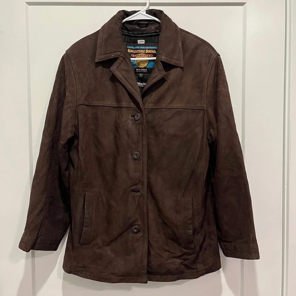Adventure Bound Wilsons Leather Brown Nubuck Thinsulate Car Coat Jacket Mens M
